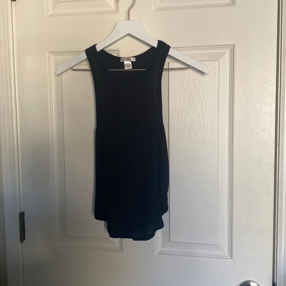 Black Ribbed Bozzolo Tank Top